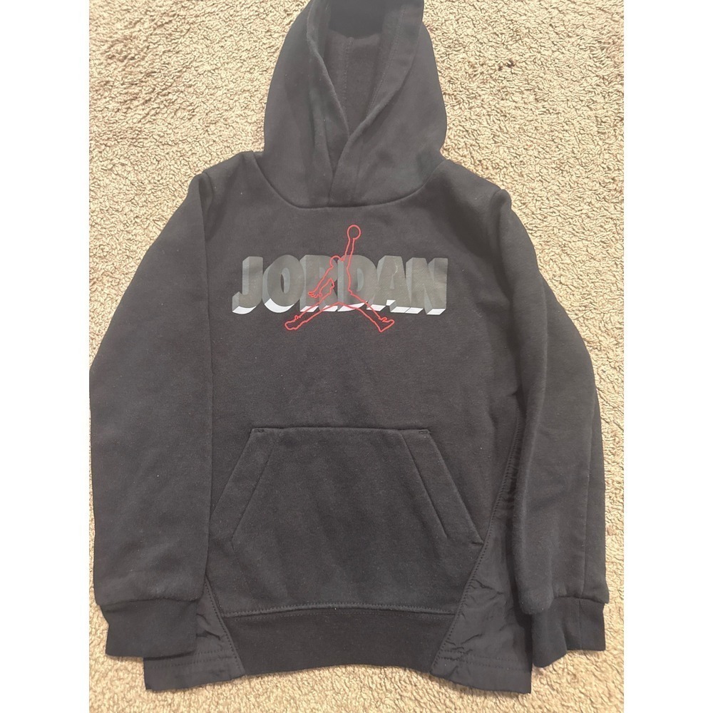 Jordan Pullover Hoodie Kids Black Red Gray Jumpman Sweatshirt Youth Activewear